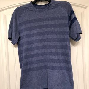 Lululemon Athletica T Shirt Blue Striped Shirt